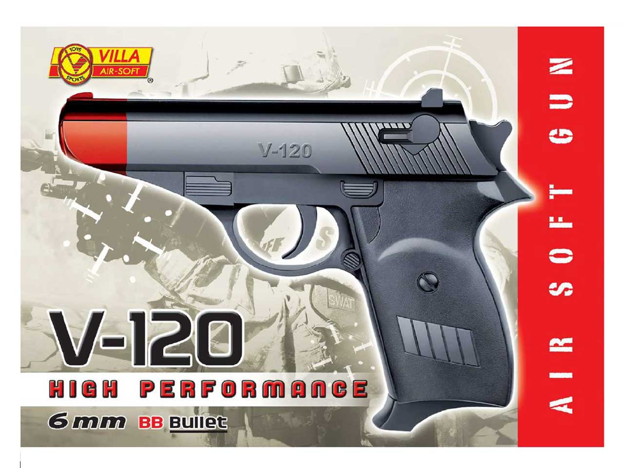 PISTOLA V-120 AIR SOFT CALIBRO 6 MM 120