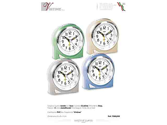 SVEGLIA AL QUARZO TONDA C/STAND 4 ASS. 7508/00