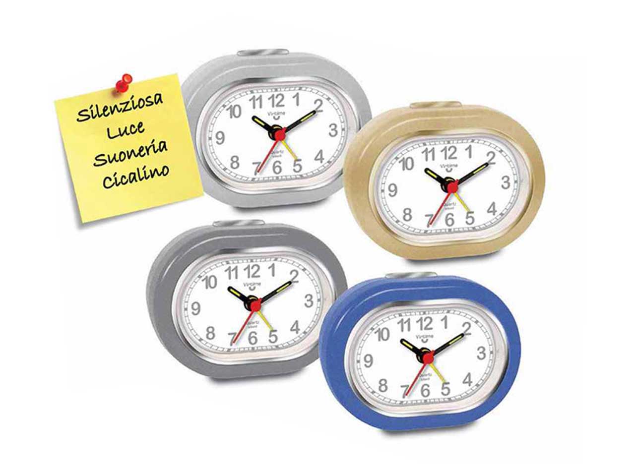 SVEGLIA METALLO OVALE D24cm 4 ASS. 7514/10