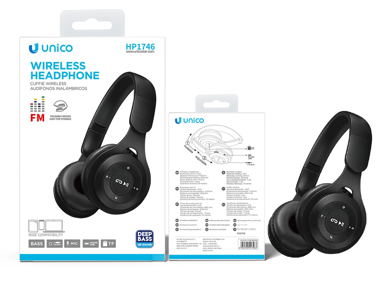 CUFFIA BLUETOOTH PIEGHEVOLE NERO