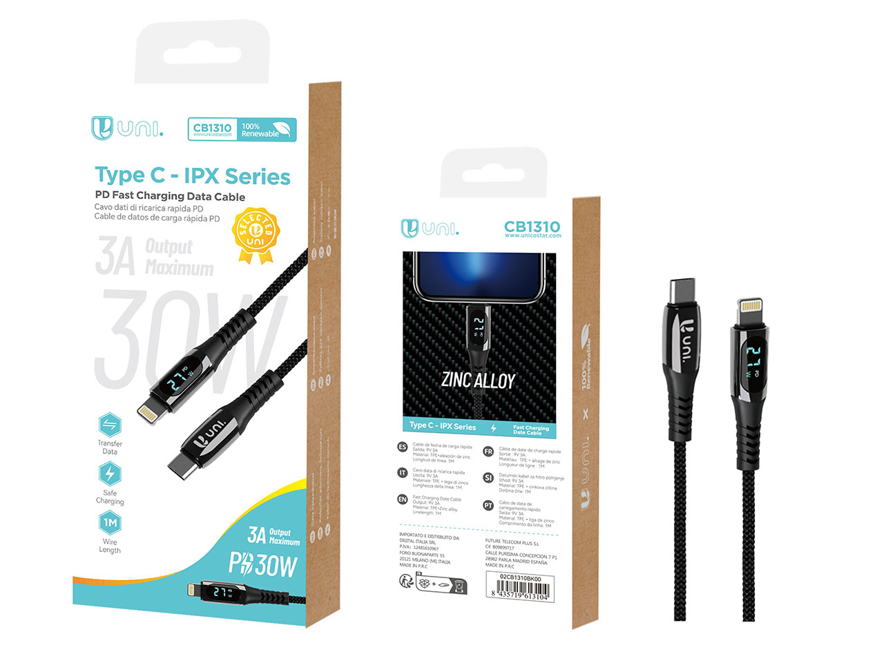 CAVO RICARICA RAPIDA C/DISPLAY UNI-C