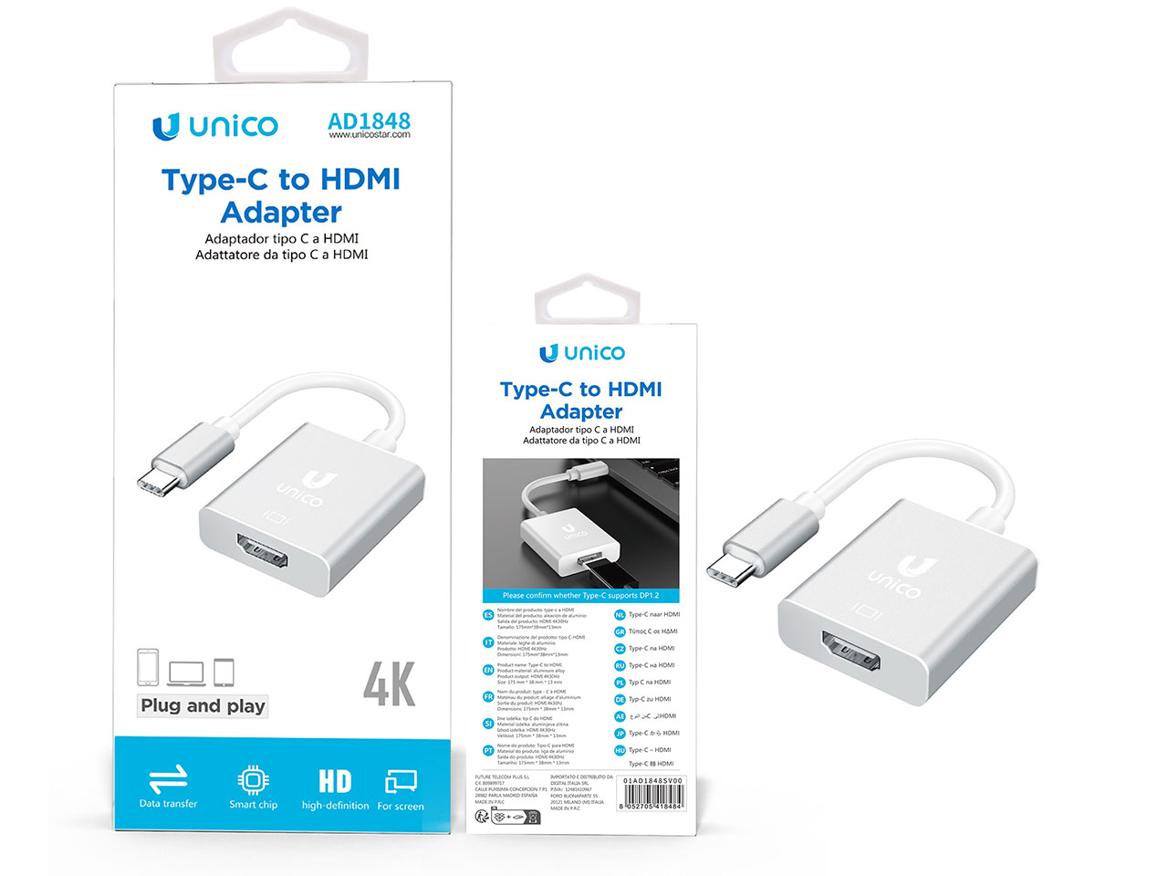 CAVO ADATTATORE TIPO C A HDMI ARGENTO