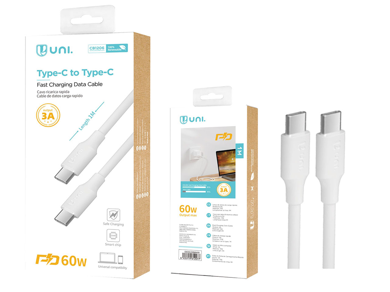 CAVO RICARICA RAPIDA UNI-C A C BIANCO CAVO RICARICA RAPIDA UNI-C A C BIANCO