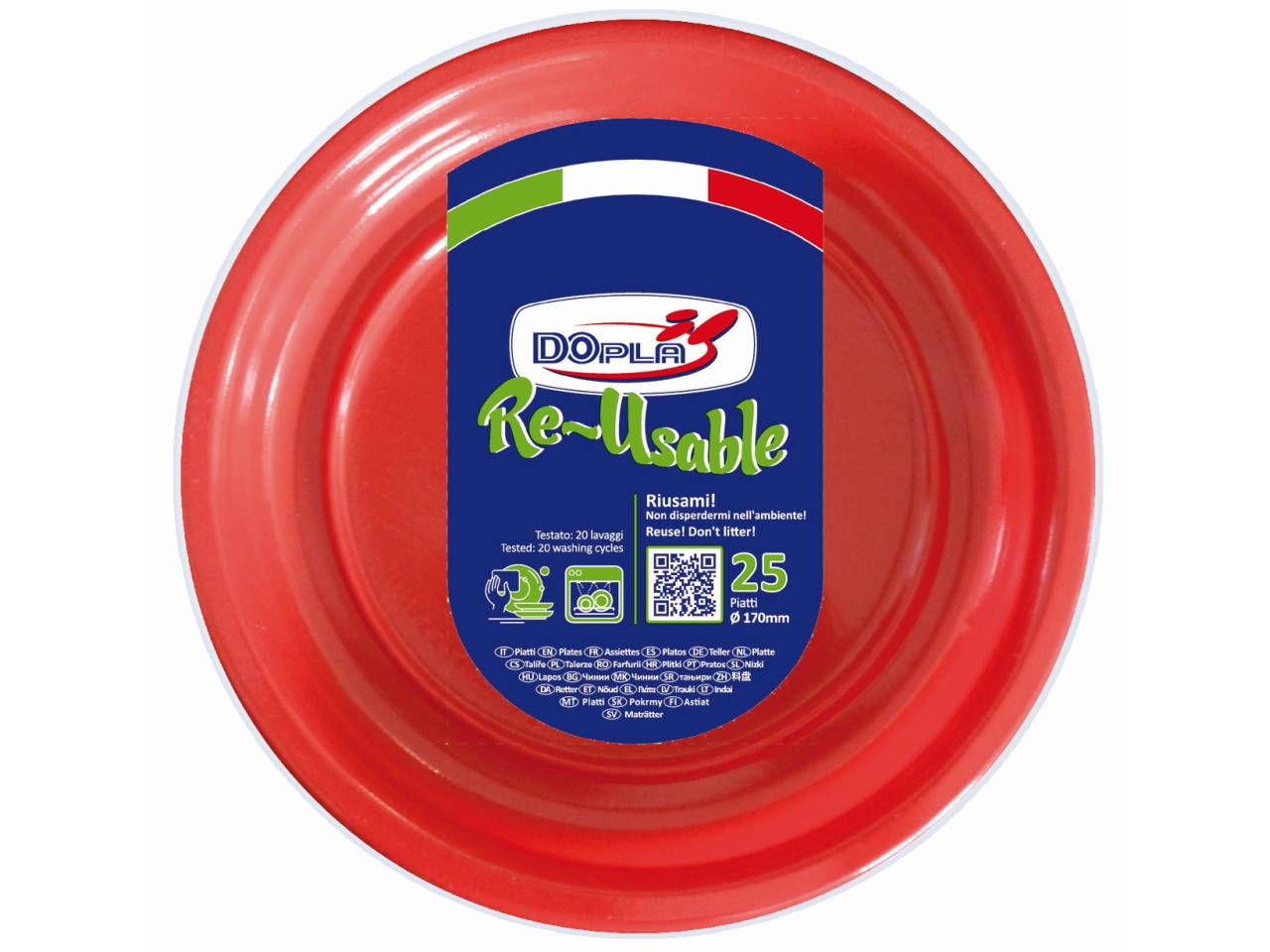 PIATTI FRUTTA D.17CM 25PZ ROSSO 11890