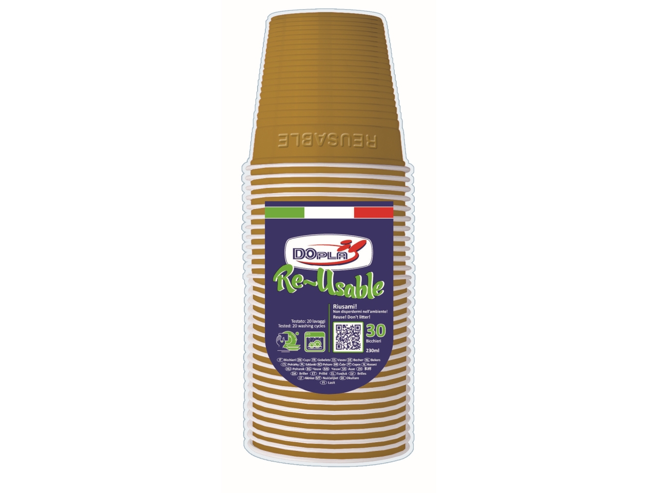 BICCHIERI 230ML 30PZ BICOLORE ORO 22713