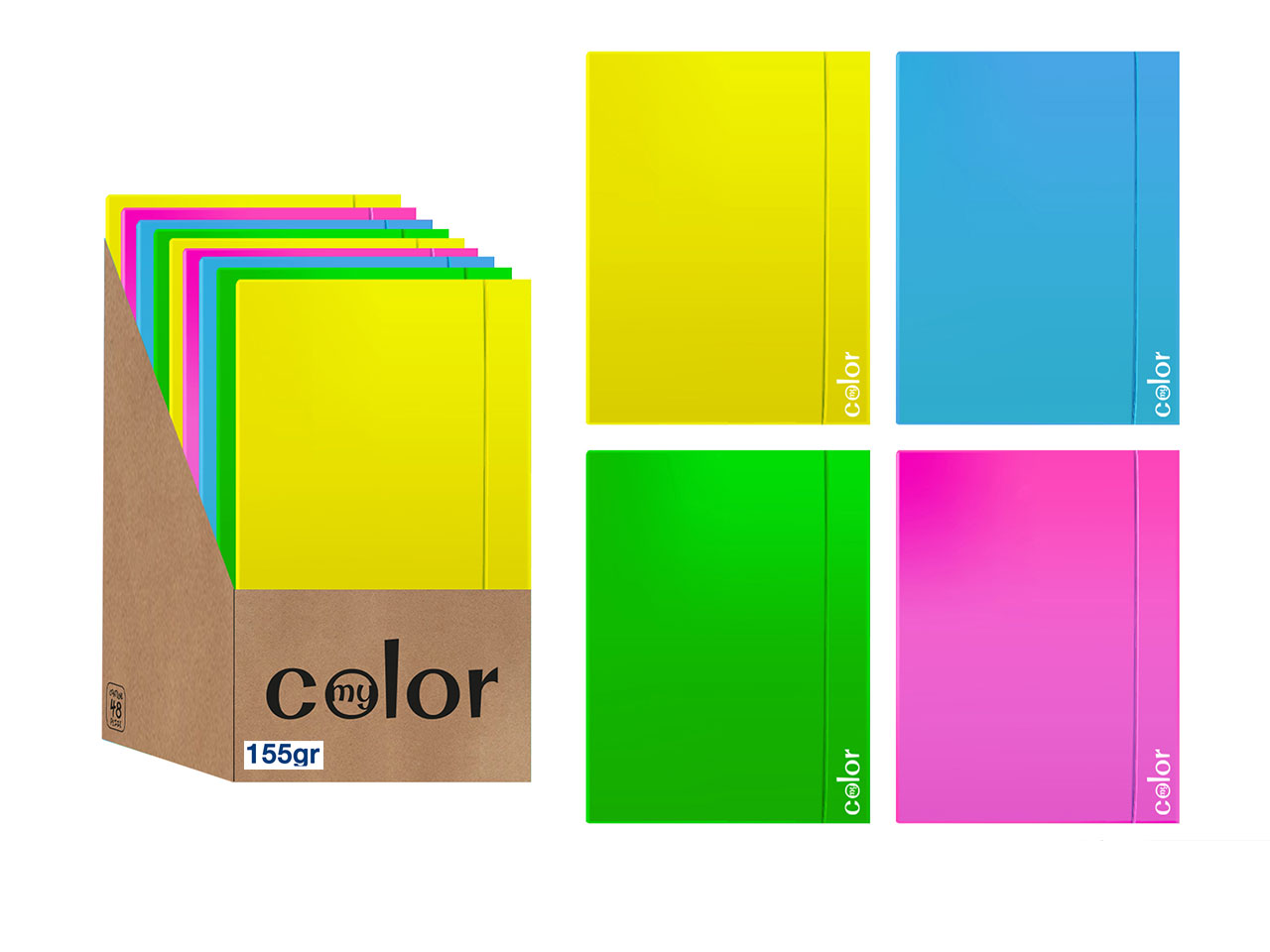 CARTELLINA A4 CON ELASTICO FLUO ASS