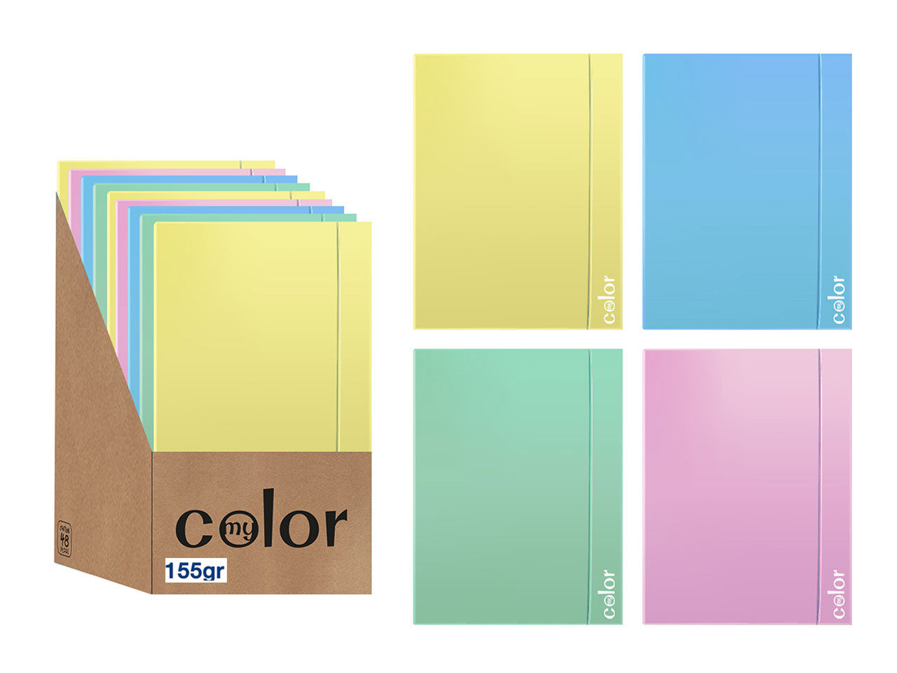 CARTELLINA A4 CON ELASTICO PASTEL ASS