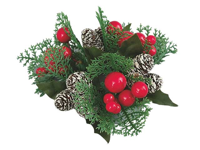 GIROCANDELA 13cm C/PIGNE/BACCHE ROSSE CEN-86482 GIROCANDELA 13cm C/PIGNE/BACCHE ROSSE CEN-86482