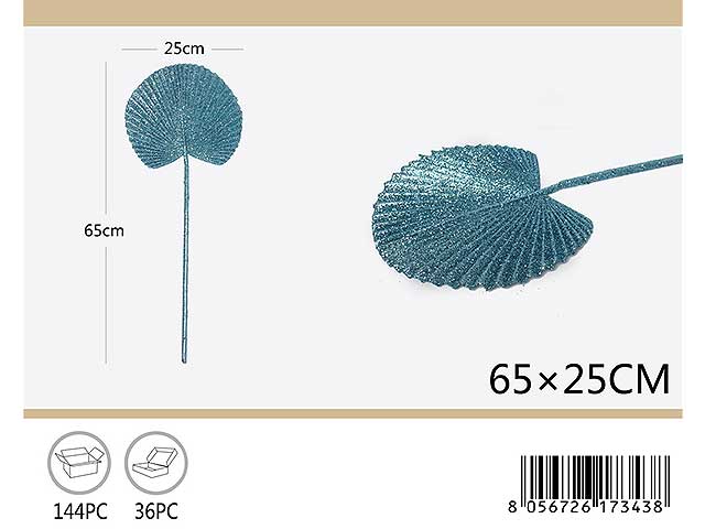 FOGLIA C/STELO 65x25cm TURCHESE