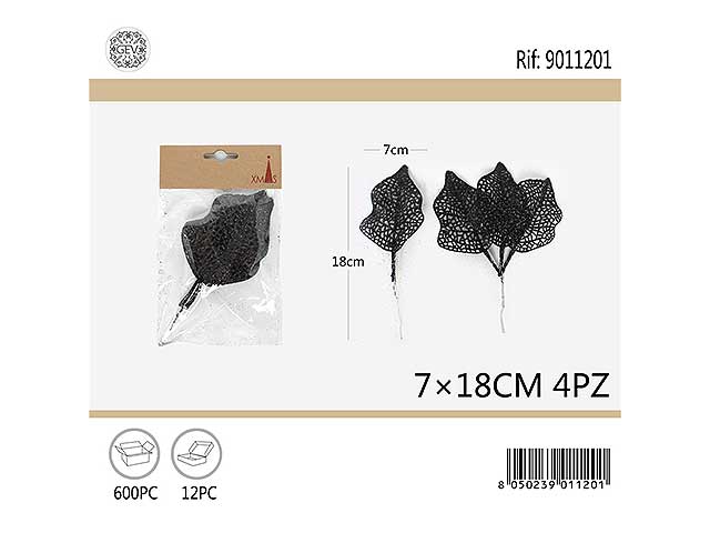 FOGLIA NERA 4pz 7x18cm