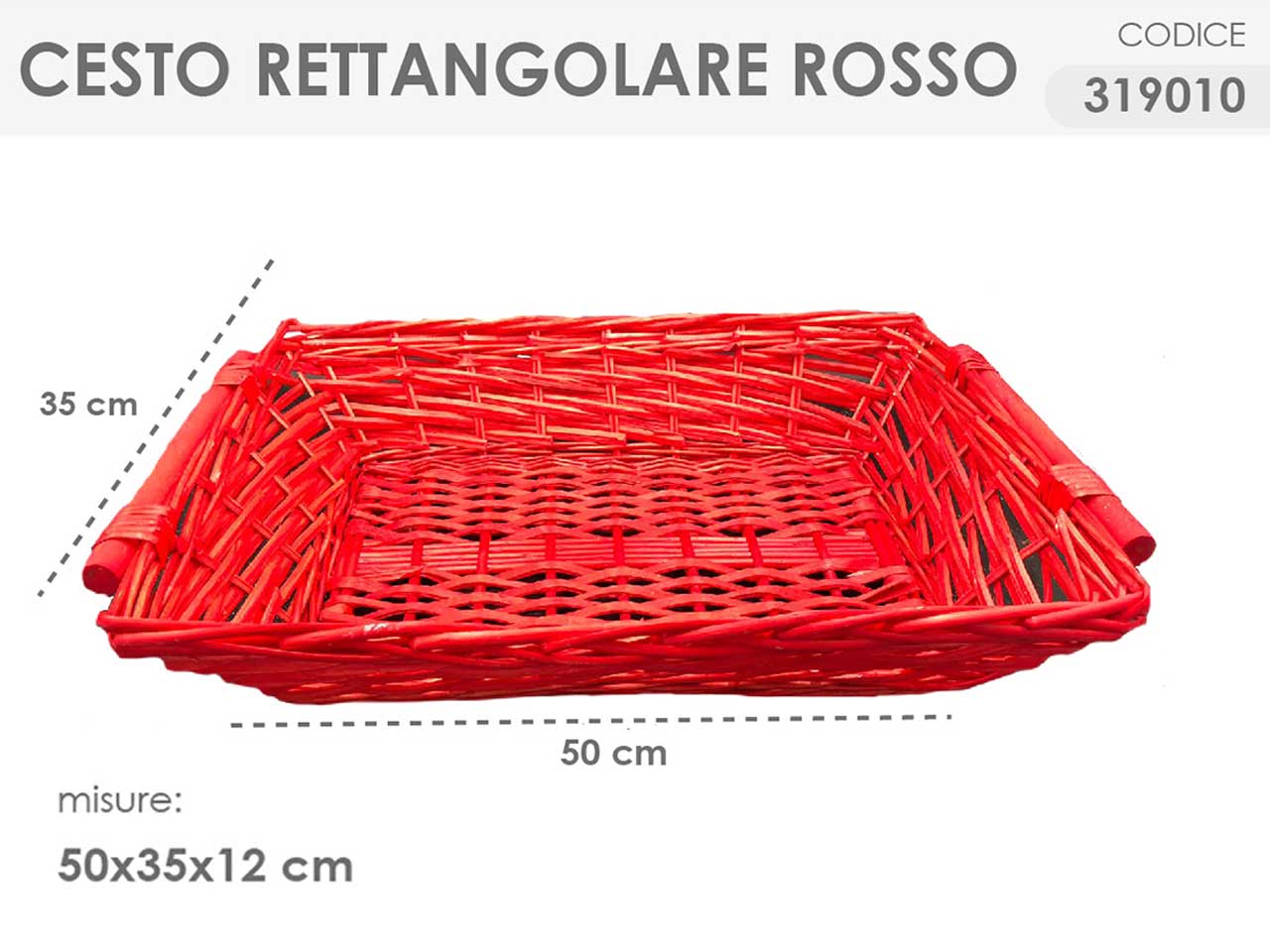 CESTO RETTANGOLARE COLORE ROSSO 319010