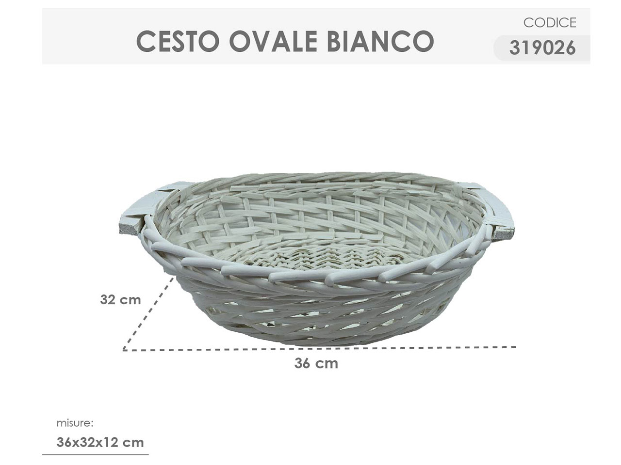 CESTO OVALE COLORE BIANCO MISURA 319026