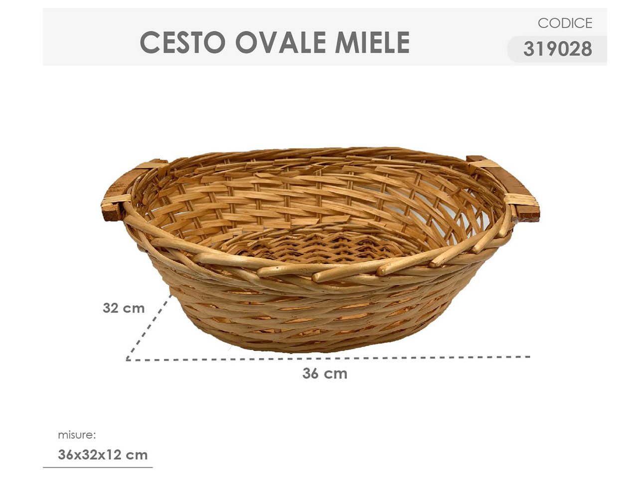 CESTO OVALE COLORE MIELE MISURA 319028