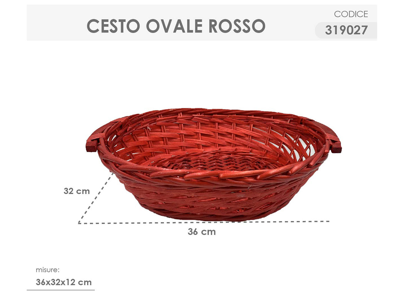 CESTO OVALE COLORE ROSSO MISURA 319027