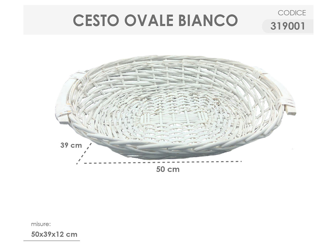 CESTO OVALE COLORE BIANCO MISURA 319001