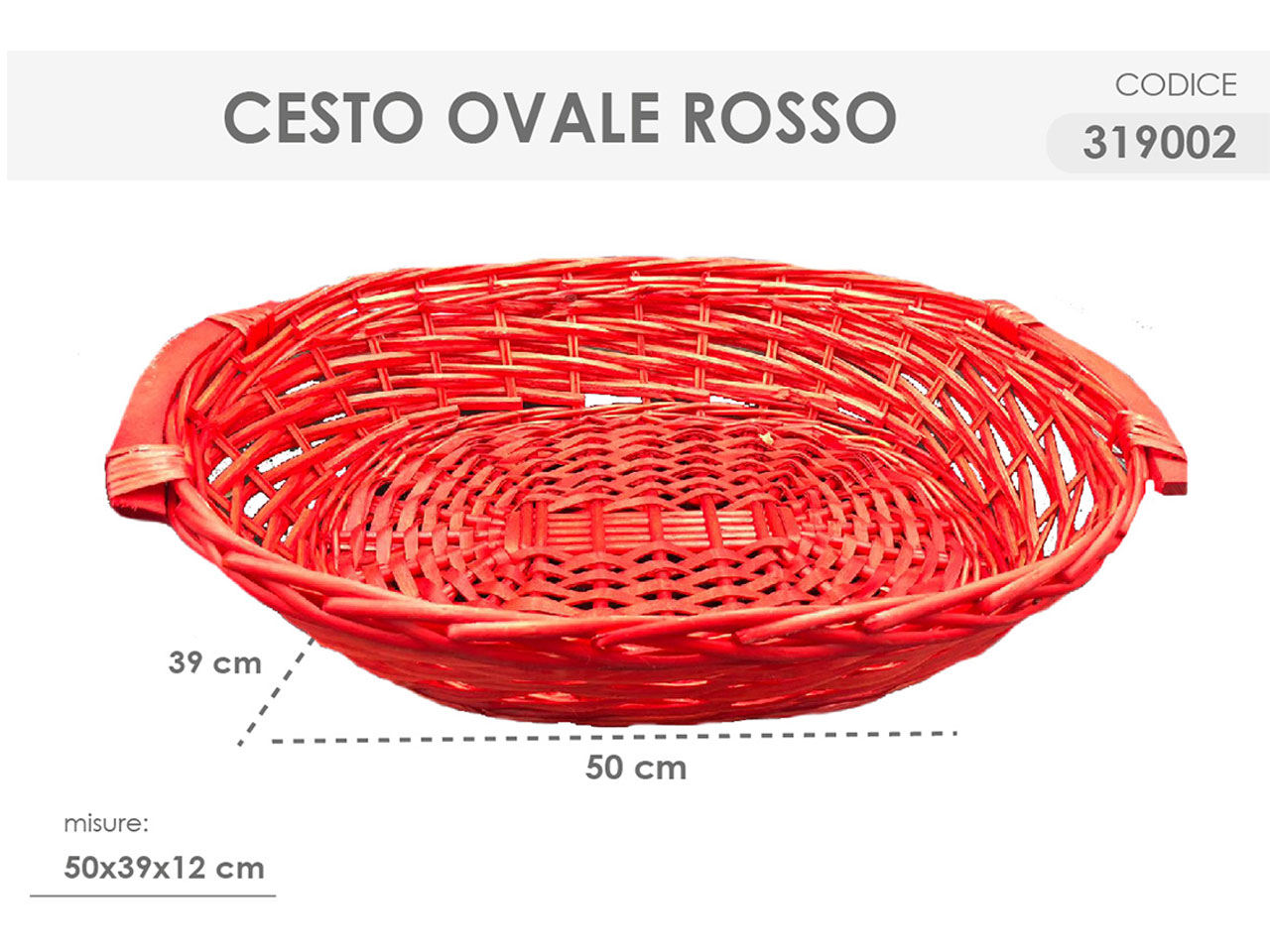 CESTO OVALE COLORE ROSSO MISURA 319002