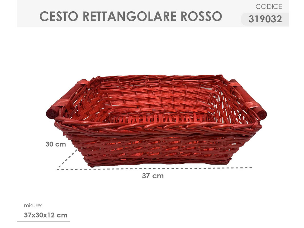 CESTO RETTANGOLARE COLORE ROSSO 319032