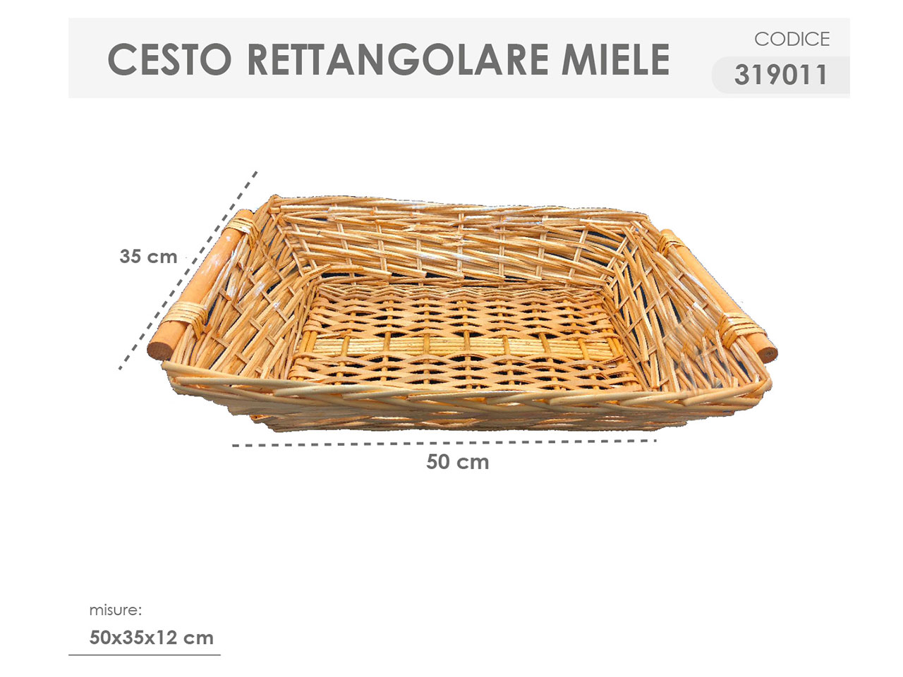 CESTO RETTANGOLARE COLORE MIELE 319011