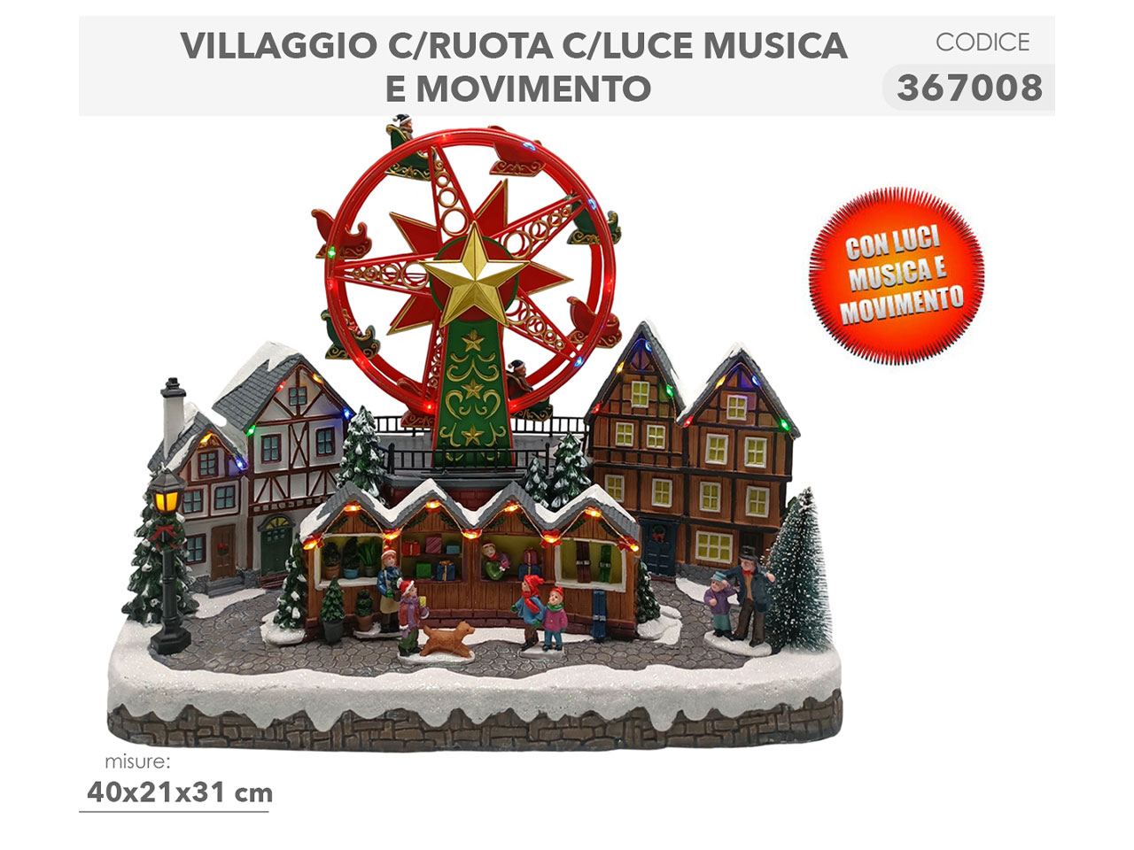 VILLAGGIO CON RUOTA 40X21X31CM L 367008