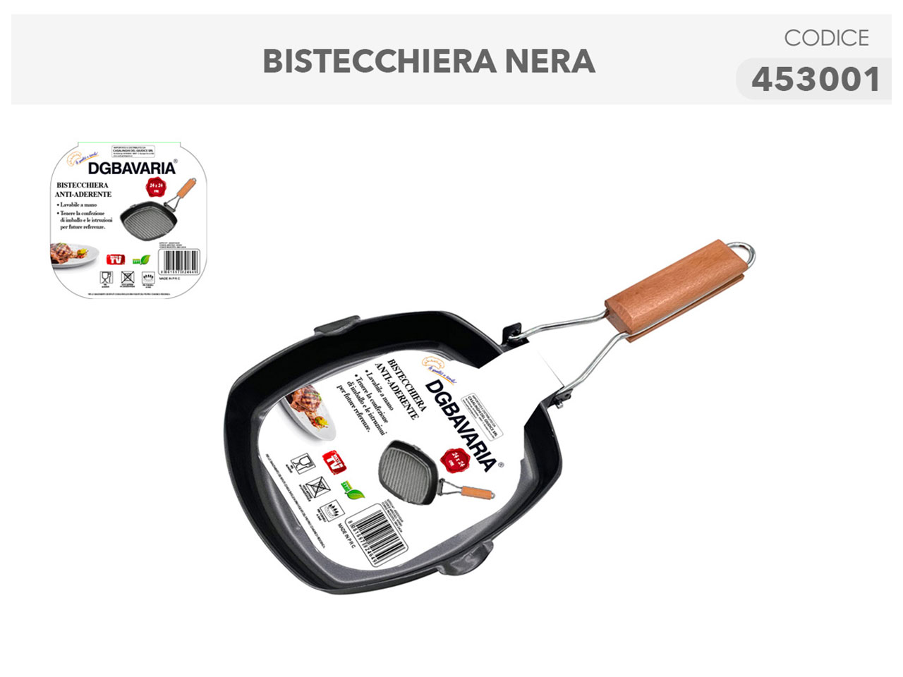 BISTECCHIERA 24X24CM NERA 453001