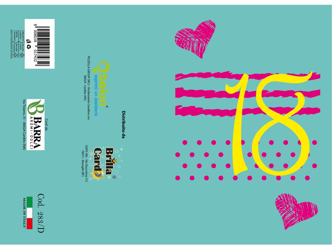 BIGLIETTO AUGURI LAMINATO 283 BIGLIETTO AUGURI LAMINATO 283