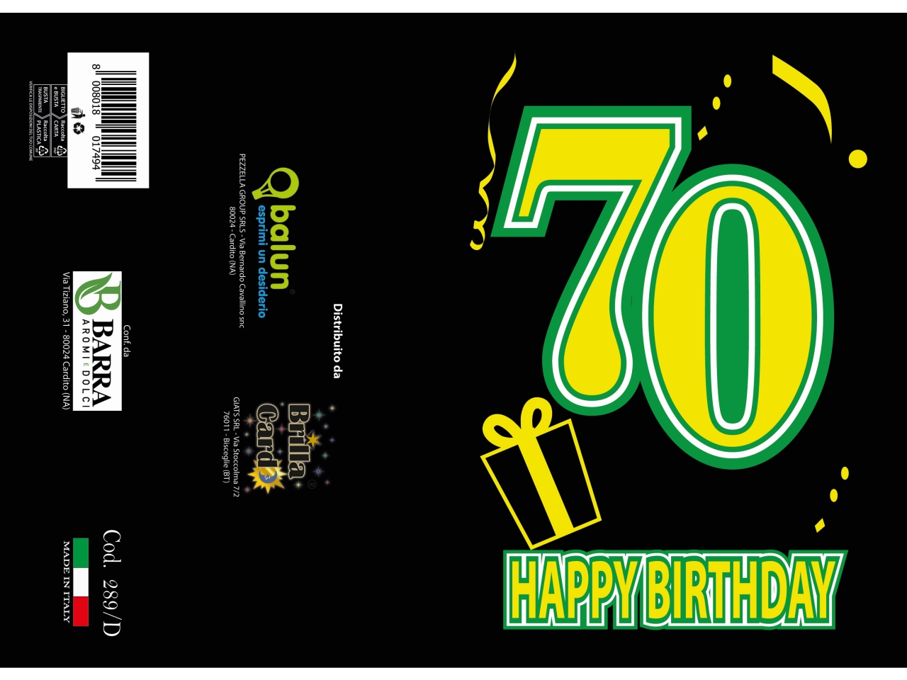 BIGLIETTO AUGURI LAMINATO 289 BIGLIETTO AUGURI LAMINATO 289