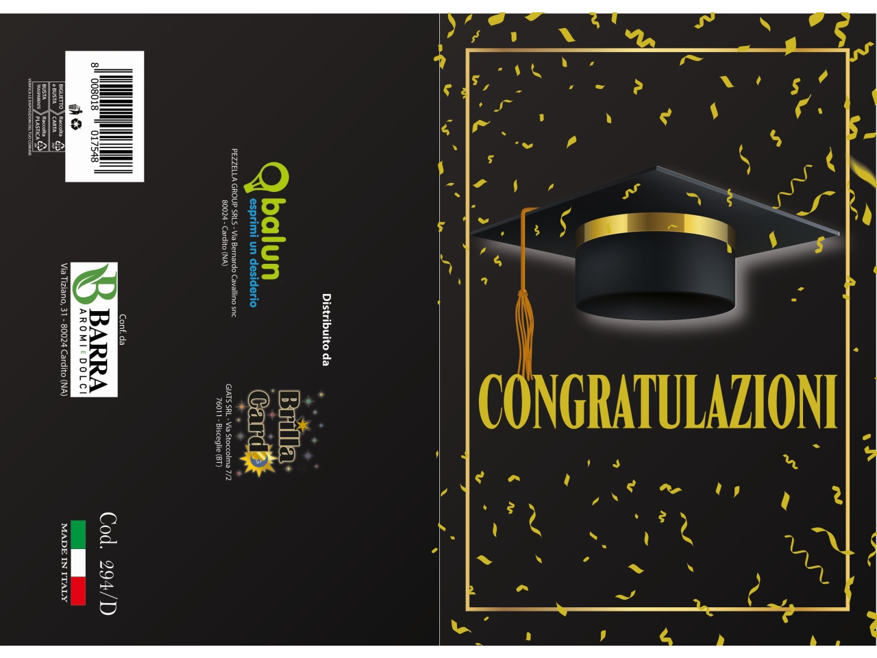 BIGLIETTO AUGURI LAMINATO COD. 294 /D BIGLIETTO AUGURI LAMINATO COD. 294 /D