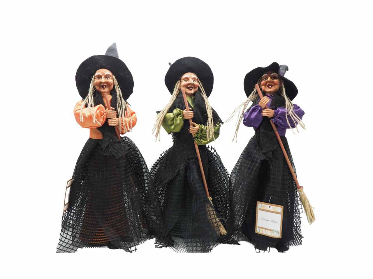BEFANA PORTA DOLCIUMI 40CM C/SCOPA 3ASS.