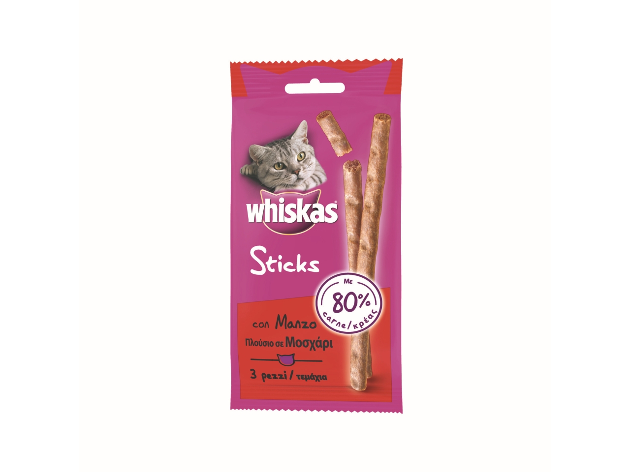 WHISKAS ST CATSTICK MANZO 3X6gr 11933$