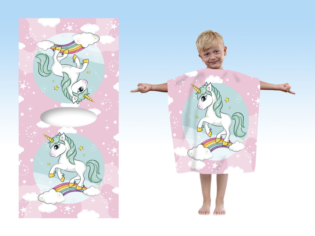 UNICORNO PONCHO IN MICROFIBRA MIS VP132