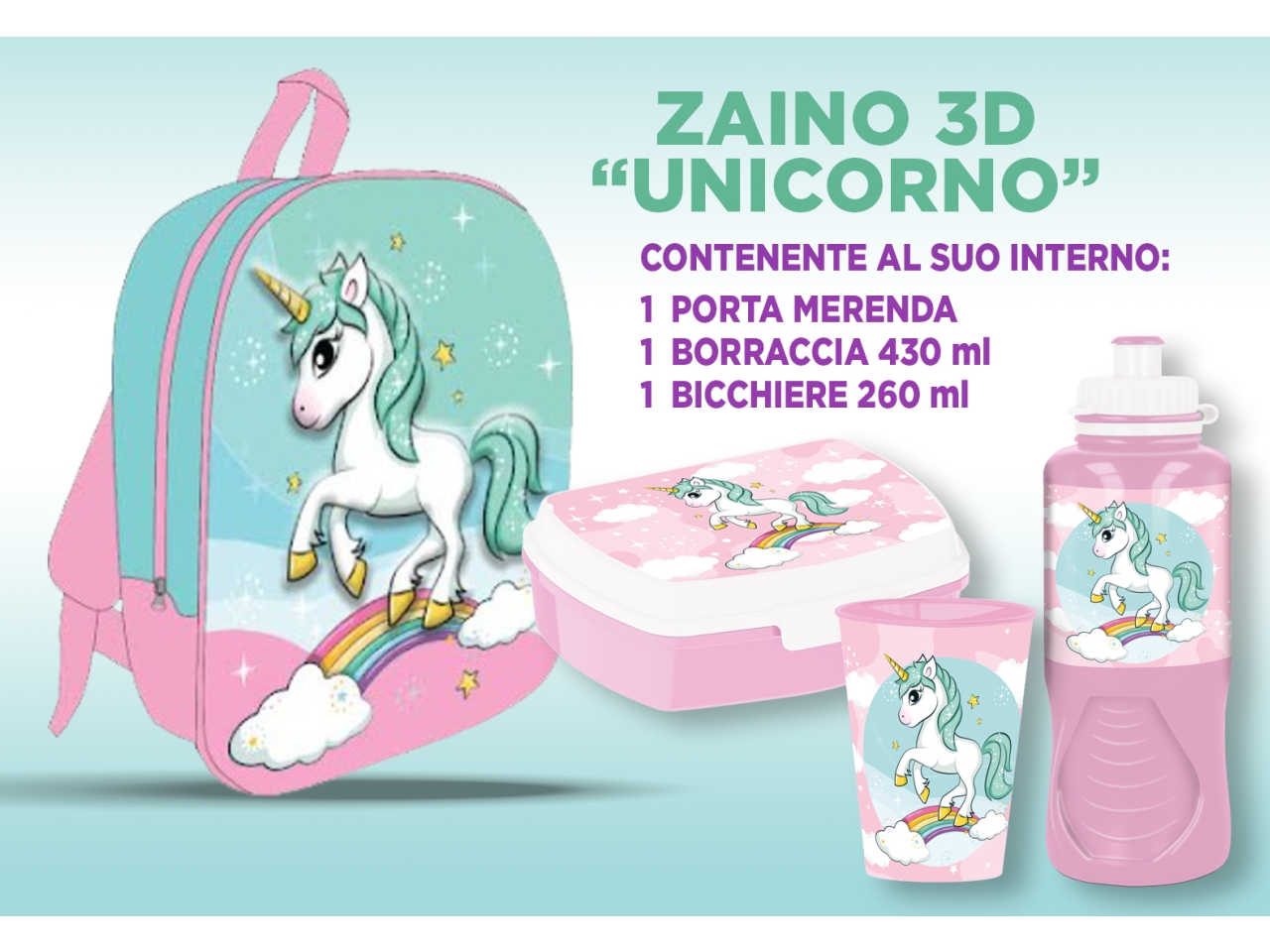 UNICORNO ZAINETTO 3D 30CM VP1489UN
