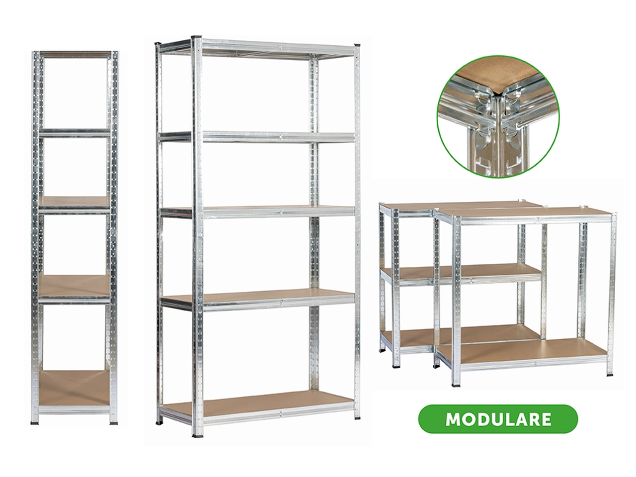 SCAFFALI ACCIAIO 180X90X40CM 2PZ 6814015