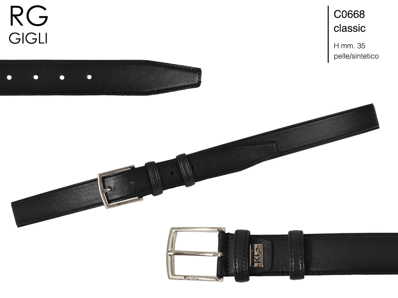 R,GIGLI CINTURA UOMO NERO C0668 007