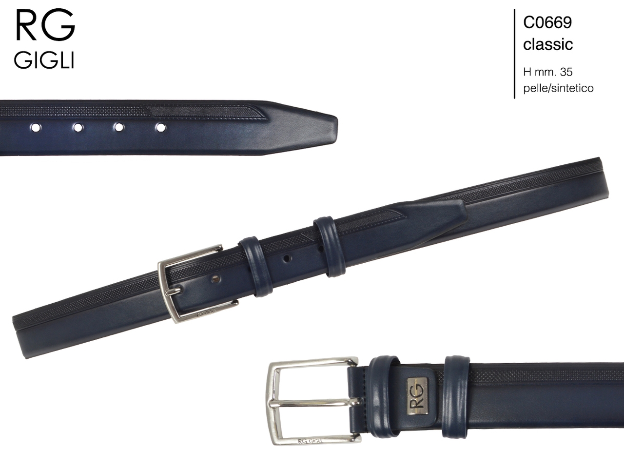 R.GIGLI CINTURA UOMO BLU NAVY C0669 155