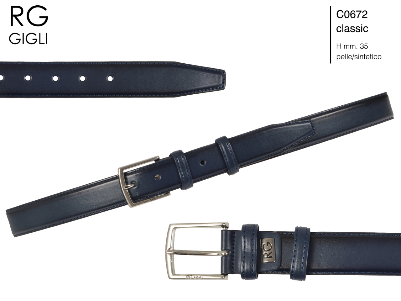 R.GIGLI CINTURA UOMO BLU NAVY C0672 155