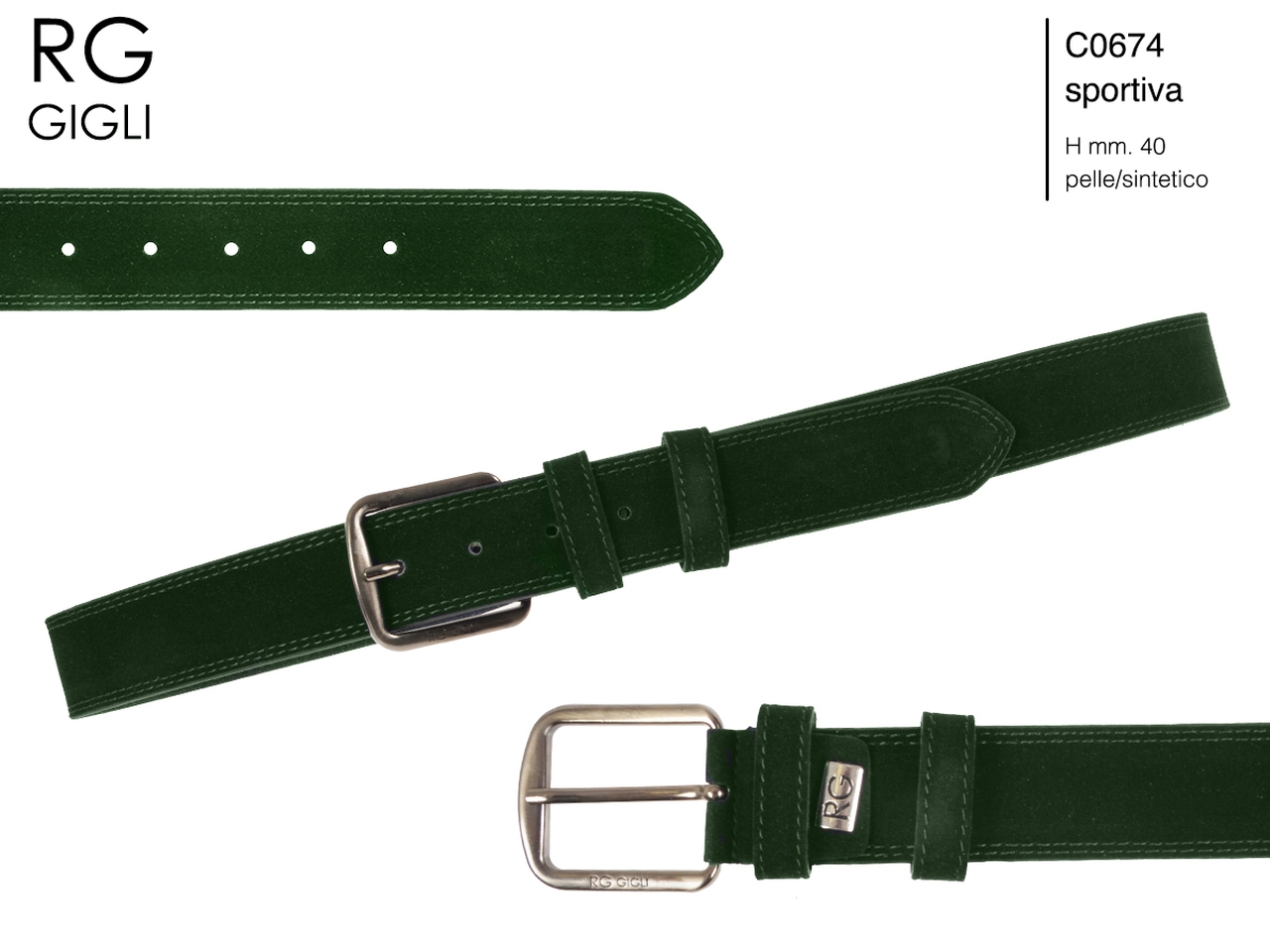 R.GIGLI CINTURA UOMO VERDE C0674 038