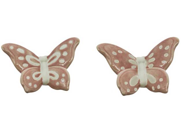 FARFALLA ROSA PORCEL.C/DECORO BIANCO 2ASS. 18VA145