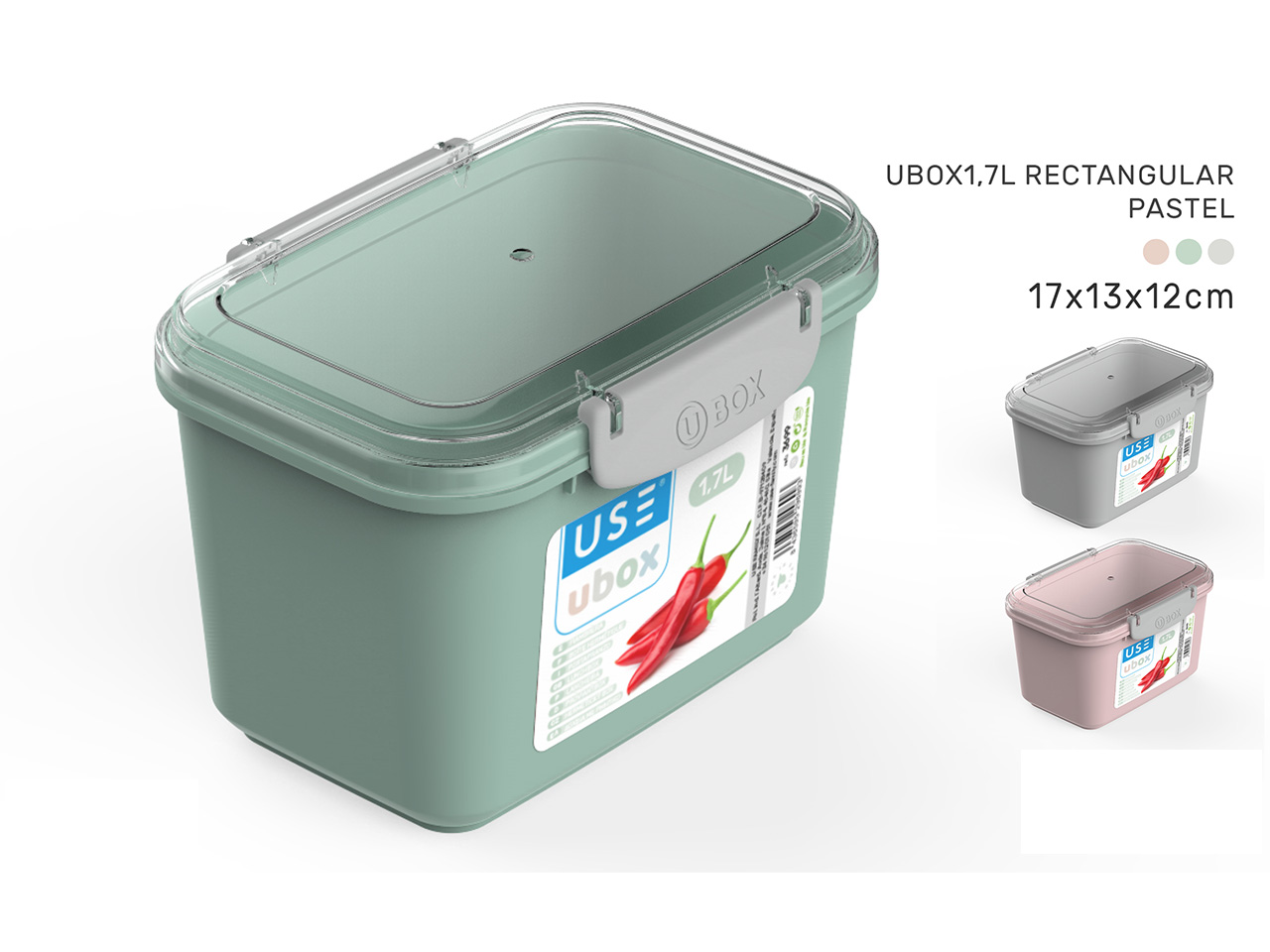 UBOX 1,7L RETTANGOLARE PASTEL 3699