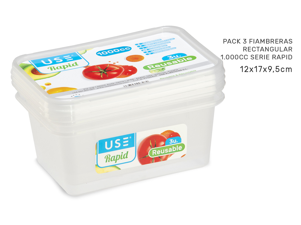 PACK 3 PORTAPRANZO RETTANGOLARI 10 1434 PACK 3 PORTAPRANZO RETTANGOLARI 10 1434