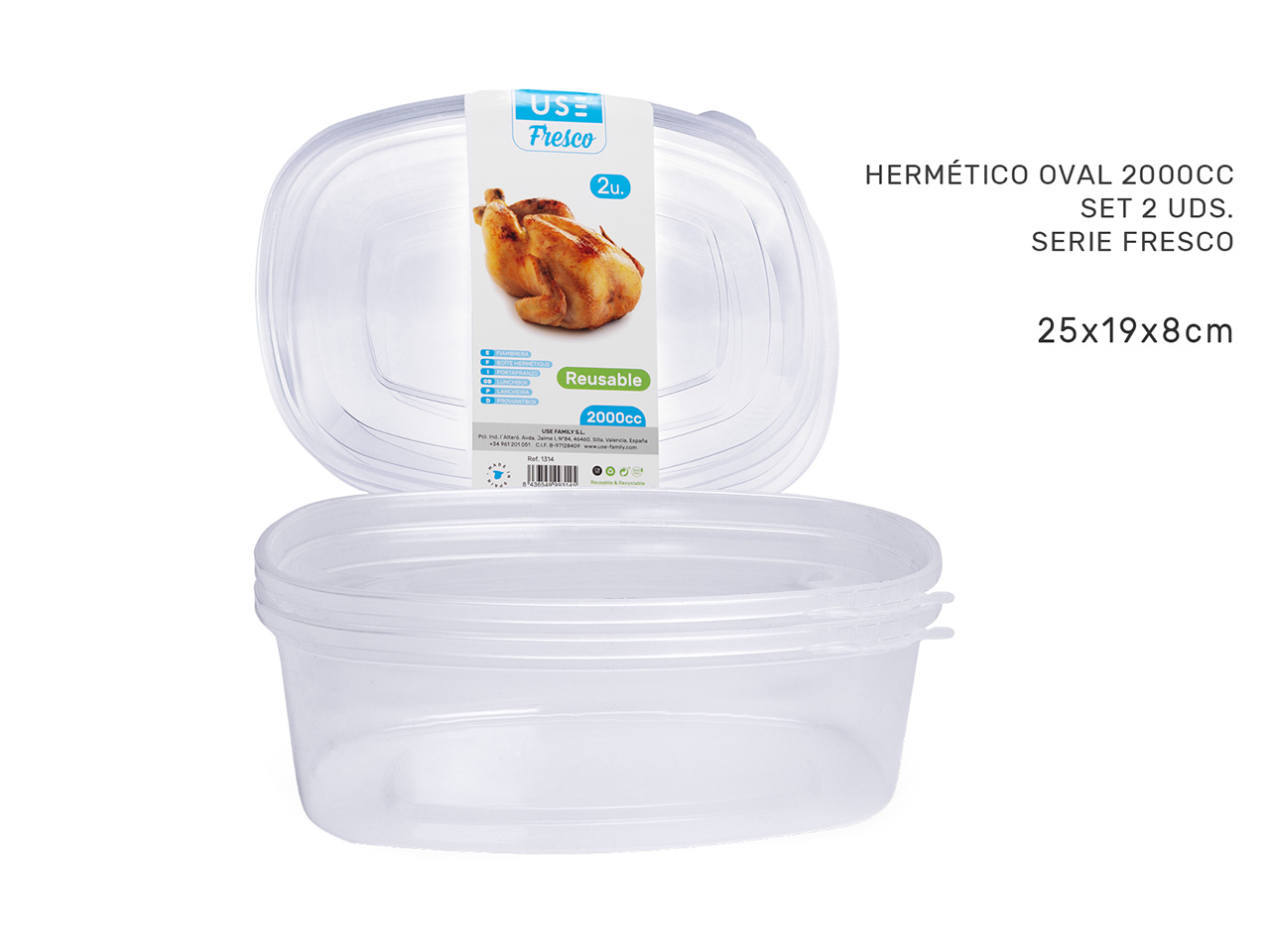CONTENITORE ERMETICO OVALE 2000CC 1314