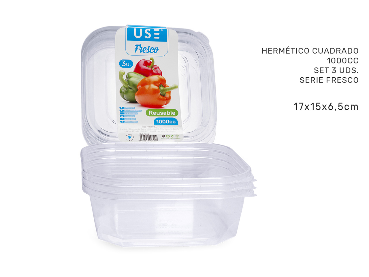 CONTENITORE ERMETICO QUADRATO 1000 1322