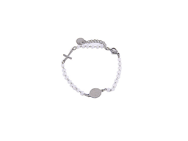 BRACCIALE ACCIAIO ROSARIO BIANCO BRACCIALE ACCIAIO ROSARIO BIANCO