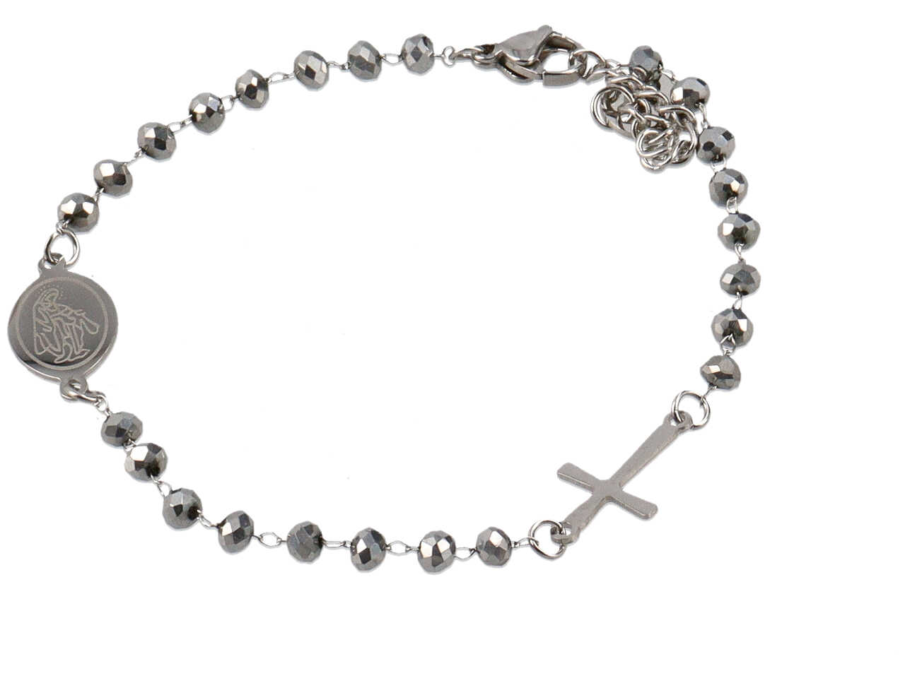 BRACCIALE ACCIAIO ROSARIO ARGENTO BRACCIALE ACCIAIO ROSARIO ARGENTO