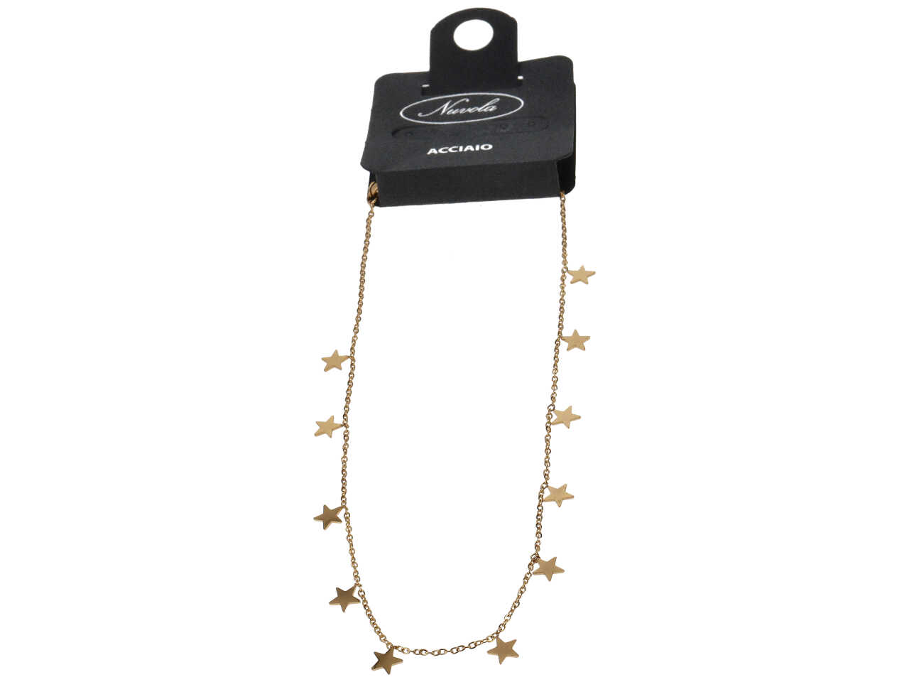 COLLANA ACCIAIO C/11 STELLE ORO