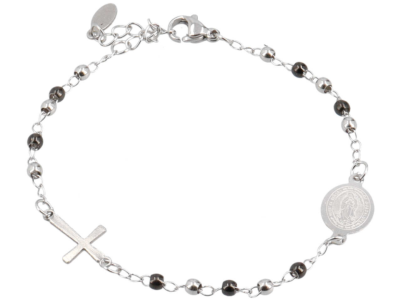 BRACCIALE ROSARIO C/SFERE NERE E ACCIAIO BRACCIALE ROSARIO C/SFERE NERE E ACCIAIO