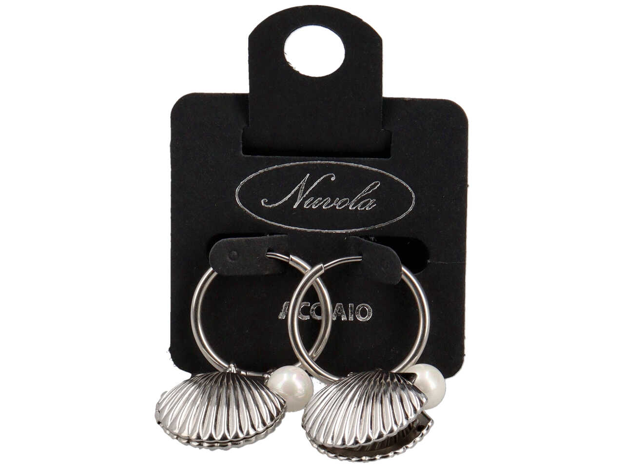 ORECCHINI A CERCHIO CON CONCHIGLIA E P