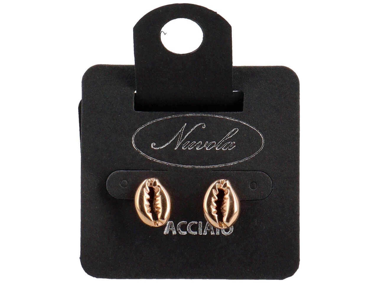 ORECCHINI ORO ROSA A BOTTONE CON CONCH