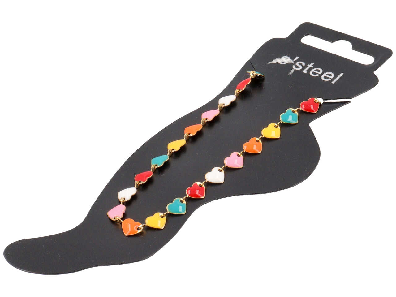 CAVIGLIERA ORO CON CUORICINI MULTICOLO