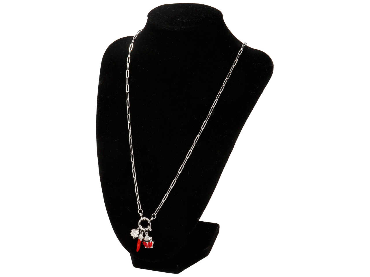 COLLANA CON CORNO , COCCINELLA E QUADR