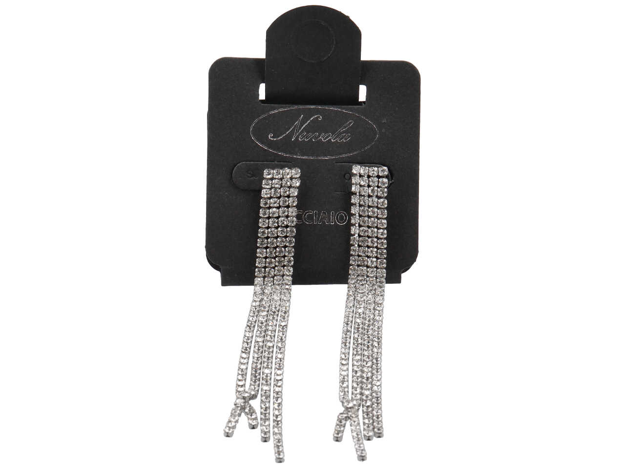 ORECCHINI ACCIAIO CON 4 FILI DI STRASS